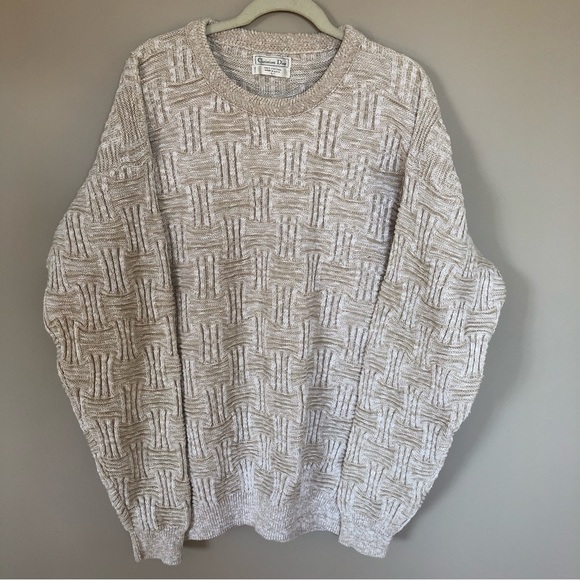 Dior | Sweaters | Vintage Christian Dior Oat Tan Textured Cotton Crewneck  Sweater L | Poshmark